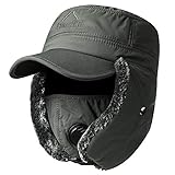 gorro aviador antiguo 【Funcional, versátil】Gorro de Esquí puede abotonar la oreja hacia abajo para calentar las orejas, la cara, el cuello y la barbilla, a prueba de viento y resistente al agua y duradero: perfecto para áreas nevadas y ventosas. Mantiene la cabeza y las orejas calientes sin presionar las gafas o anteojos.