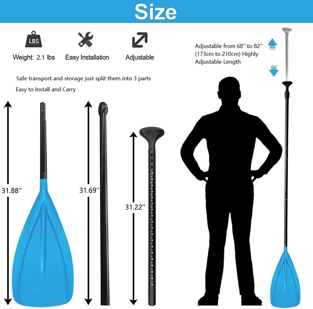 LBW 3 Piece SUP Paddle Board Paddle Floating Portable Paddleboard Accessories Adjustable Double Holes Lock Sturdy & Ergonomic for Surfing Beginner