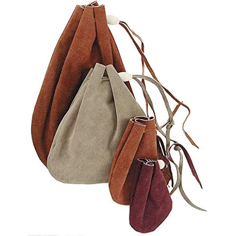 Make Your Own Drawstring Leather Pouch - DIY Drawstring Leather Bag Kit - Grain Leather Assorted (1 Dozen) (Suede 4" x 5") Cover