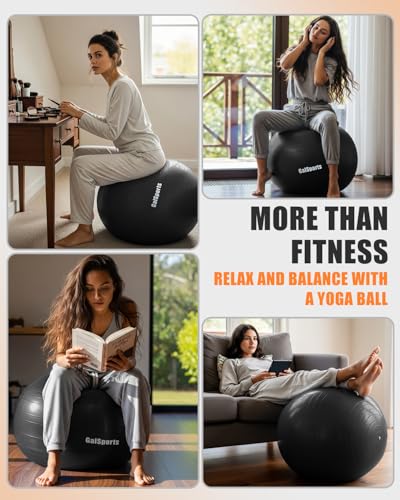 Image of GalSports Anti-Burst Slip Resistant Stability Ball - Swiss Ball for Home Gym & Physical Therapy