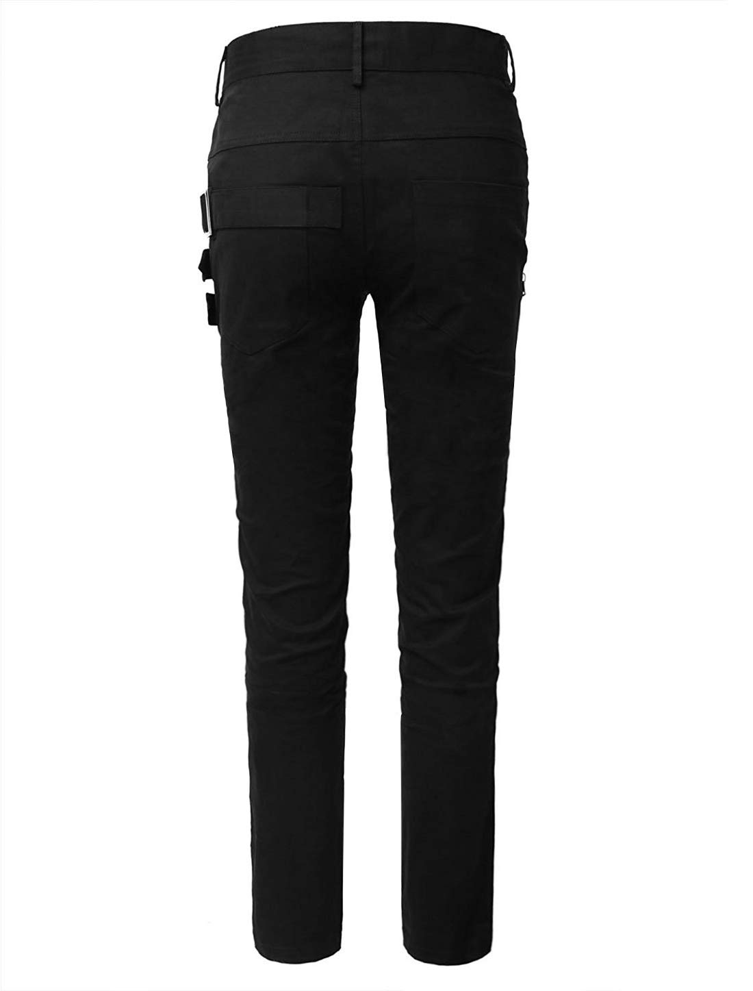 uxcell Pantalónes para Hombres Delgado Plano Cinco Bolsillos Hebillas Cremallera Deco Pantalones Elástico De Algodón