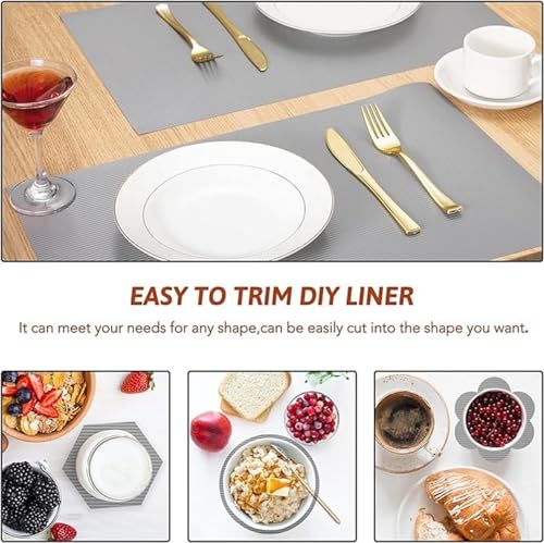 Image of ElastPro EVA Food Grade Washable Anti Slip Mat /Sheet for Fridge, Shelf Liner, Table, Kitchen Drawer mat (Line Grey, 3 Meter)
