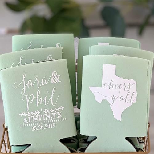 Miniatura 4 de Enfriador de latas de boda personalizado, mangas enfriadoras de latas de cerveza personalizadas para aniversario, regalo de cumpleaños, recuerdo de