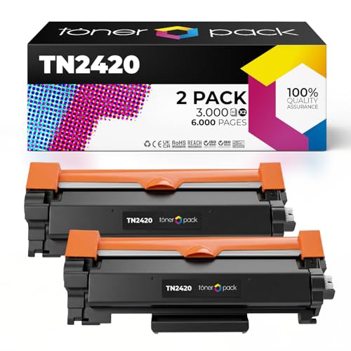 TONER PACK TN2420 Cartuchos de Tóner Compatible para Brother MFC L2710DW HL L2310D HL L2350DW HL L2370DN HL L2375DW DCP L2530DW MFC L2710DN L2730DW (2 Unidades)