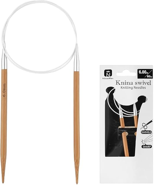 32 Inch (80cm) Bamboo Circular Knitting Needles Size US 10 (6mm) Round Knitting Needle for Hats, Socks, Baby Booties & Sweaters – Hand-Polished