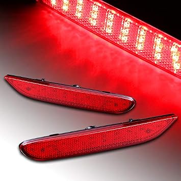 EPARTS 2 X Red Lens LED Rear Bumper Stop Brake Tail Light Reflector Lamps Fit For Infiniti Q50 Q60 Q70 Nissan Altima Pathfinder