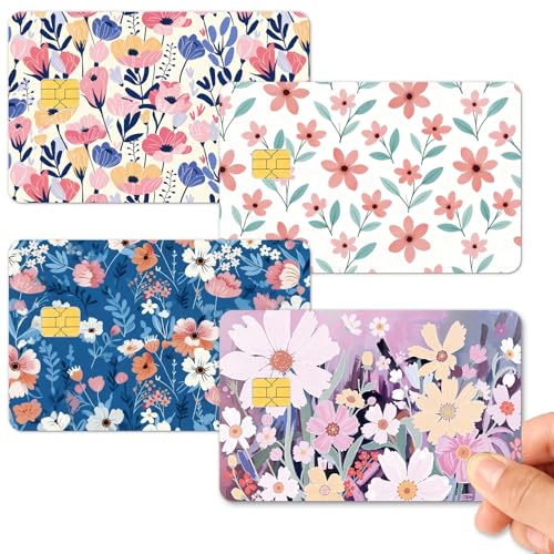 4PCS Credit Card Skin Flower Debit Card Skin Bank Card...