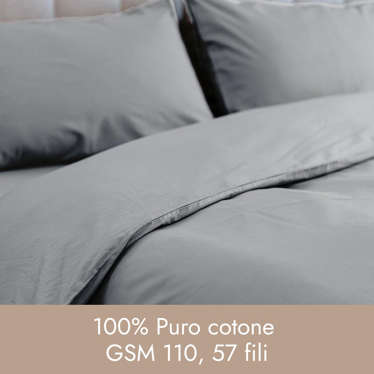 Parure Copripiumino Singolo In Puro Cotone 155x200 Cm + Federa 52x82 Cm, Made In Italy, Tinta Unita Elegante E Morbida