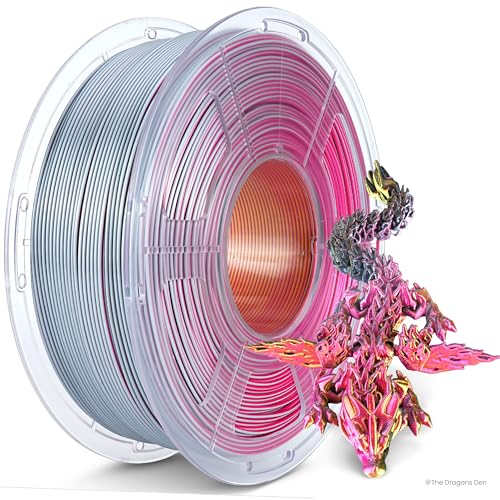 Image of TECBEARS 4-Color Silk PLA Filament 1.75, Silk 3D Printer Filament, Shiny Silk Texture, 4 in 1 Black Red Yellow Gray,1kg Spool