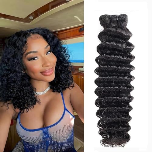 Tissage Naturel Cheveux Humain Tissage Bouclés Naturels Brésiliens Deep Wave Human Hair Bundles Double Weft 12