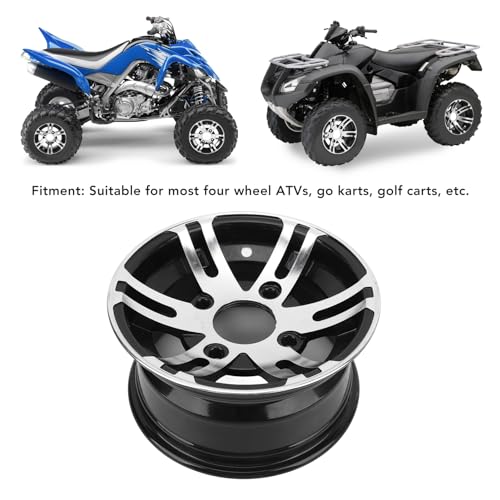 SIXRUN Aluminum Alloy ATV Wheel Rim, 10 Inch, Universal, Compatible with ATV, Go Kart, Cart, with High Strength and Chic Design (Front Wheel)