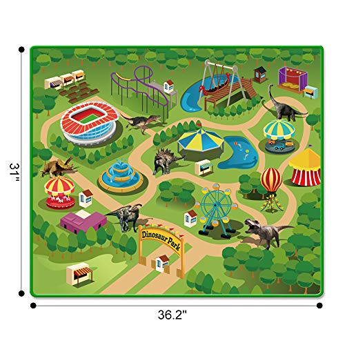 Dinosaur Toys with Dinosaur Figures, Activity Play Mat & Trees for Creating a Dino World Including T-Rex, Triceratops, etc, Perfect Dinosaur Playset for 3,4,5,6 Years Old Kids, Boys & Girls