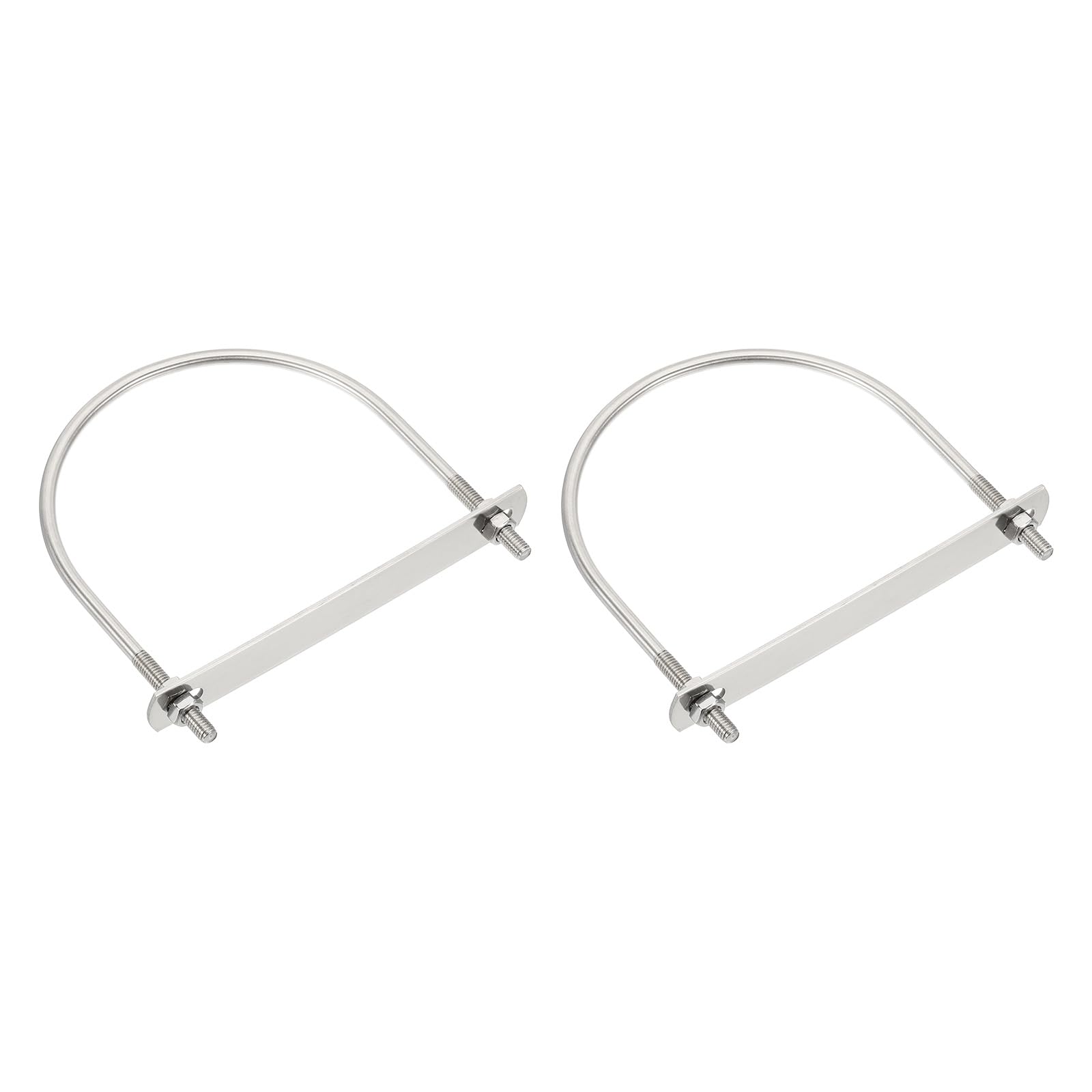 sourcing map M6 U-Bolts, 2 Sets 114mm(4.49") Inner Width 133mm Length 304 Stainless Steel Round Bend U Clamp with Nuts and Plates for Ski Boat, Fishing Boat