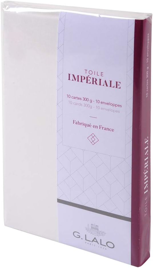 Clairefontaine - Ref 26600L - G.Lalo Correspondence Writing Set - Includes 10 x 8.5 x 13.5cm, 300gsm Cards + 10 x 9 x 14cm Lined Gummed Envelopes - Imperial Canvas