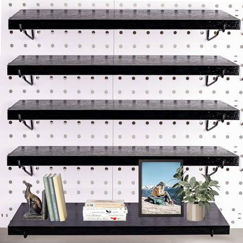 Black Pegboard Shelf with Metal Brackets (4-Pack)