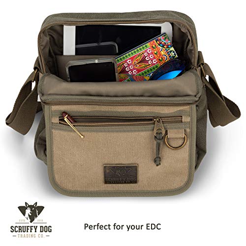Scruffy Dog Canvas Messenger Bag For Men And Women With Adjustable Strap - Crossbody Satchel Messenger Bag For Men And Women - Small - 11 Inch, Khaki #TOP4