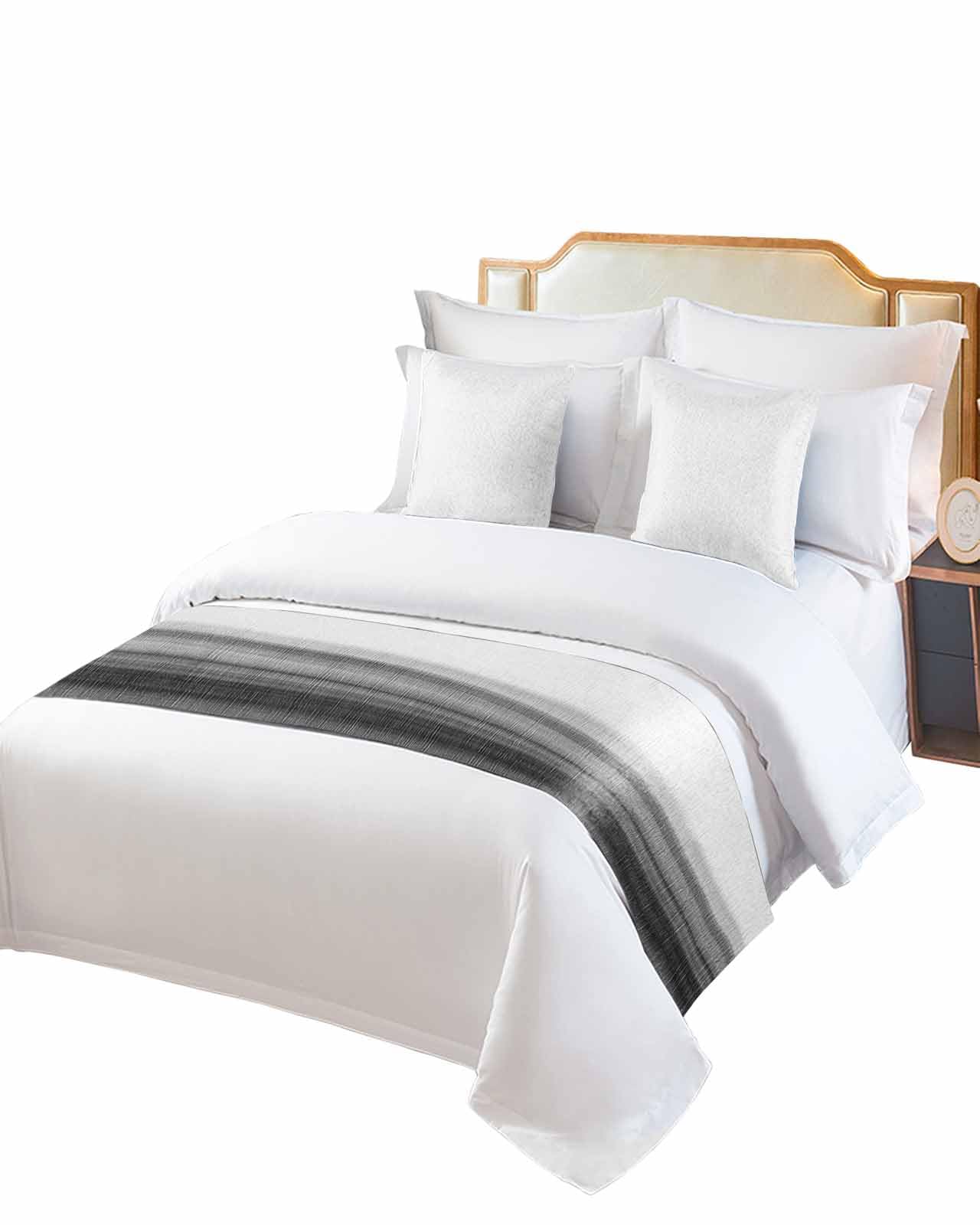 King Bed Runner Modern Gradient Black White Bedding Runner Scarves Decorative Bed Scarf, Ombre Abstract Art Soft Bed Runners for Bedroom Hotel Wedding 102x20IN