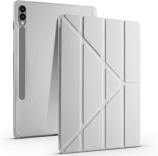 Sneezy Samsung Galaxy Tab S9 Plus X810 12.4 İnç İle Uyumlu Üçgen Katlanilir Kalemlikli Standlı Akıllı Kılıf Gri