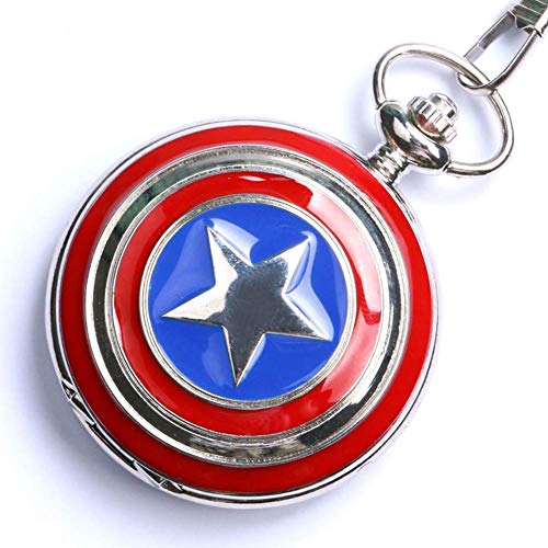 Preisvergleich Produktbild GPWDSN Taschenuhr, Captain America Icon Anhänger Halskette Taschenuhren für Männer, Taschenuhr Geschenk, Taschenuhr und Kette