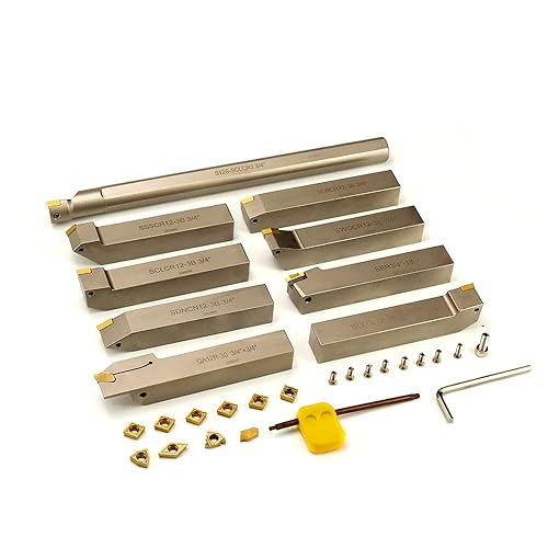 Miniatura 2 de OSCARBIDE Juego de 9 piezas de soporte para herramientas de torno CNC y barra de mandrinar, soportes de herramientas indexables chapados en níquel