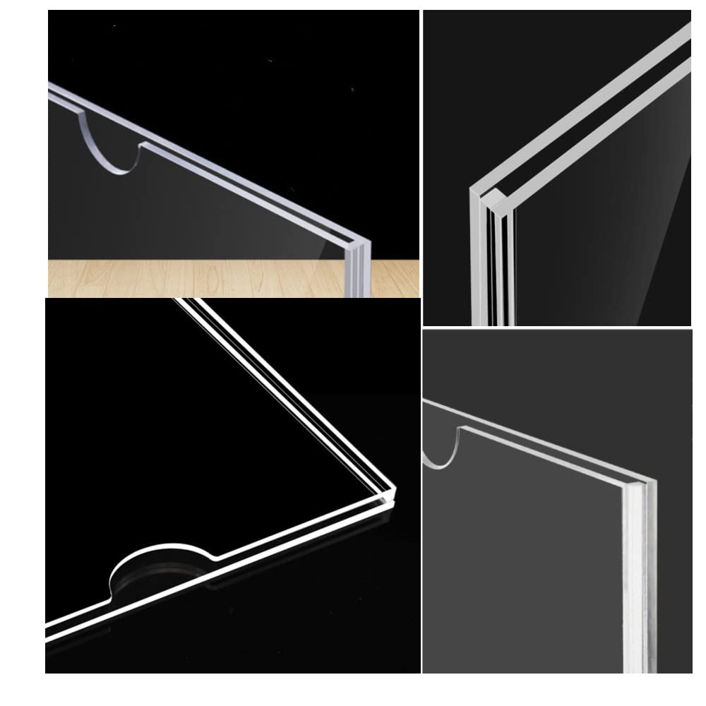 6 PCS Soporte de Pared, A5 Soporte para carteles de acrílico transparente con cinta adhesiva, soporte de exhibición de póster de pared de plexiglás, soportes adhesivos para pósteres