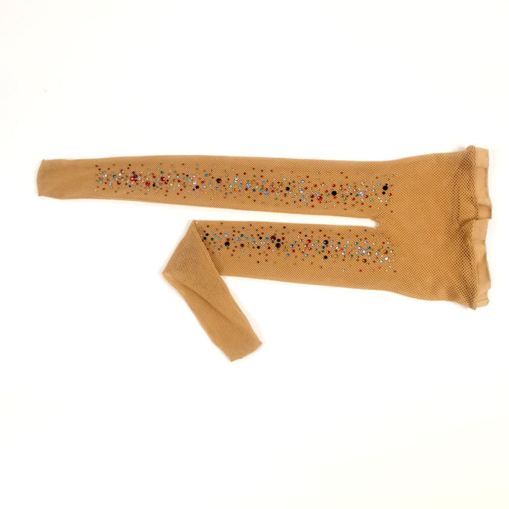 Calze a Rete da Donna - Collant da Donna Sexy con Strass Collant a Rete con Diamanti Lucidi Calze Trasparenti Bling Fashion Party (Beige)