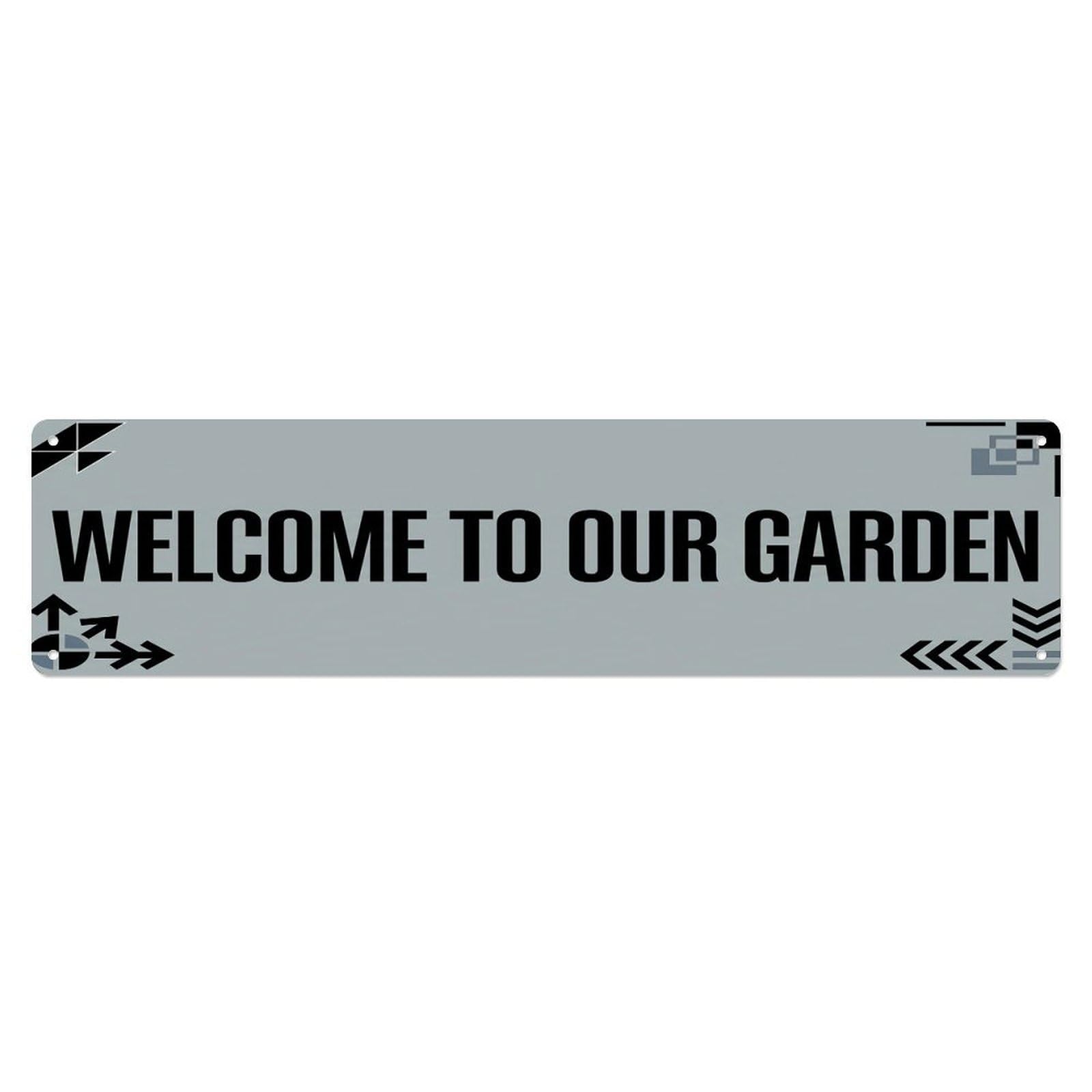 Vintage Welcome to Our Garden Ash Gray Metal Tin Sign