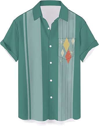Amazon: QIVICIMA Men's Retro Bowling Shirts 50s Rockabilly Style