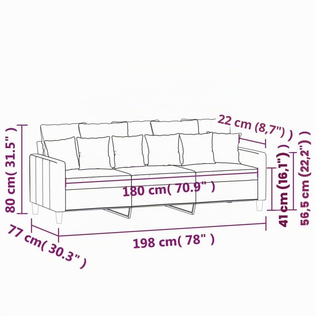 Willood 3-Sitzer-Sofa Dunkelgrau 180 cm Samt
