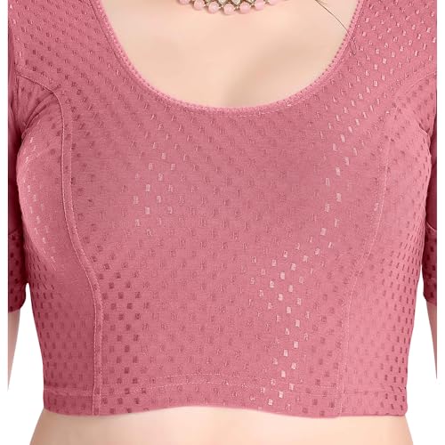 Image of FINESTFIT Stay On Trend Fashion 100% Cotton Readymade Blouses for Women,Round Neckline with Organza Balloon Sleeves.