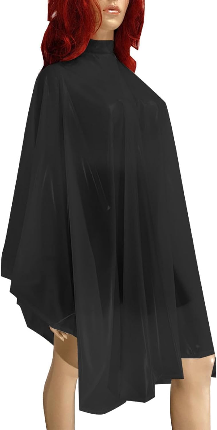 Women Men Unisex Solid Color Plastic Clear PVC Midi Cape Fetish Halloween Fancy See Through Raincoat Stage Apparel