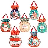 Wezalget Weihnachtsplätzchen Aufbewahrungsbeutel | 7 Stück Zugband Weihnachts Aufbewahrungsbeutel - Festliche Weihnachts Geschenktüten,Für Gebäck Lebensmittel Schokoladen Lutscher Und Partygeschenke