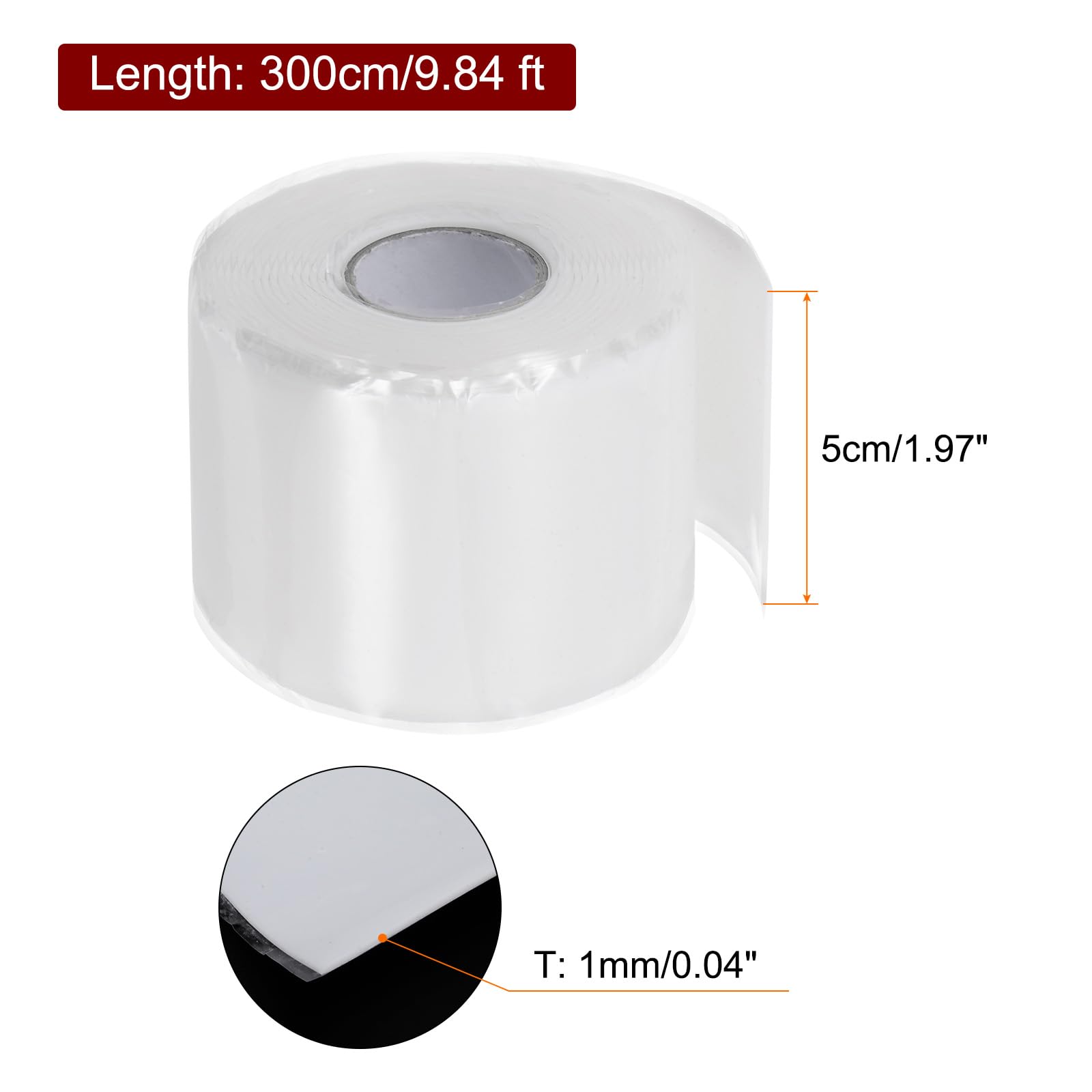 QUARKZMAN 2 Rollos de Cinta de Silicona Autoadhesiva 2" x 10' x 0.04" Cinta de Goma Impermeable para Agua Tuberías Sellado Mangueras Fugas Reparación Silicona Agarre Sellado Blanco