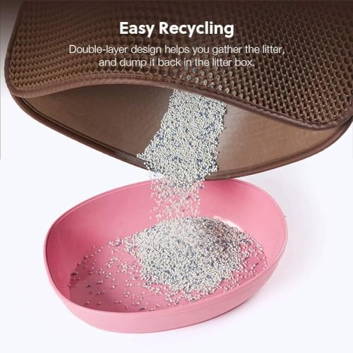 Image of Cat Litter Mat 12x12 Inch - Double Layer Open Edge Design, Waterproof & Urine Proof, EVA Material, Durable and Washable Litter Trapping Mat (Brown)