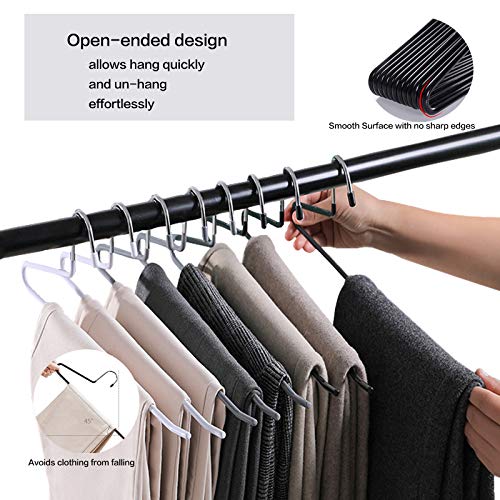 Pjjxmy Pants Slack Trousers Hangers - 10 Pack, Space Saving Slim Strong And Durable Anti-Rust Chrome Metal Hangers, Open Ended Design For Easy-Slide Pant, Jeans, Skirt, Slacks Etc ( White Heavy Duty) #TOP2