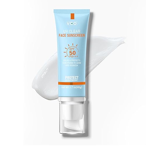 VGO Protector solar tintado con SPF 50, protector solar hidratante facial hidratante, base de maquillaje universal contra los rayos UVA y UVB, 1.7