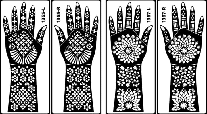 Image of Mehndi Tattoo Stencils for Hands | Reusable Henna Stencil Stickers for Women & Girls | Easy-Use Arabic & Floral Mehndi Design Templates | Temporary Tattoo Stencils for Festivals, Bridal, Karwa Chauth & Eid (12)
