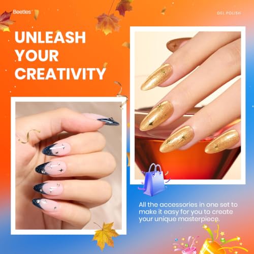 Image of Beetles Fall Gel Nail Polish Colors Set - Red Yellow Cat Eye Gel Polish