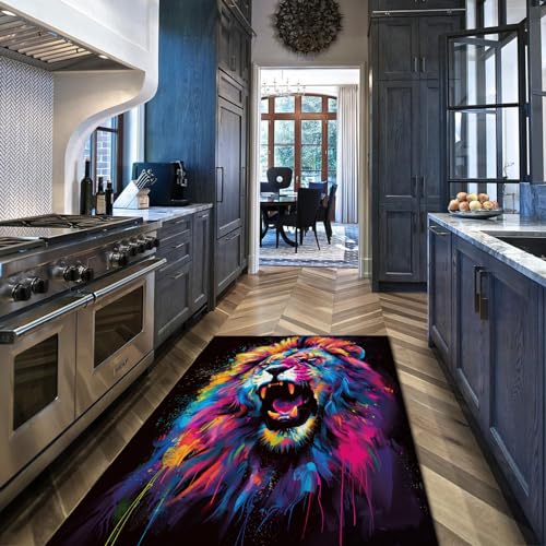 Tapis de chambre d’enfant lion poils ras pour éviter la poussière au sol - 3