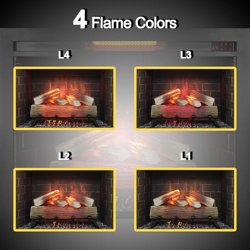 Udorich 33 Inch Infrared Electric Fireplace Insert for Cozy Ambiance, Easy Installation, Adjustable Flame Effects, Crackling Sound, Antique Black - Image 6