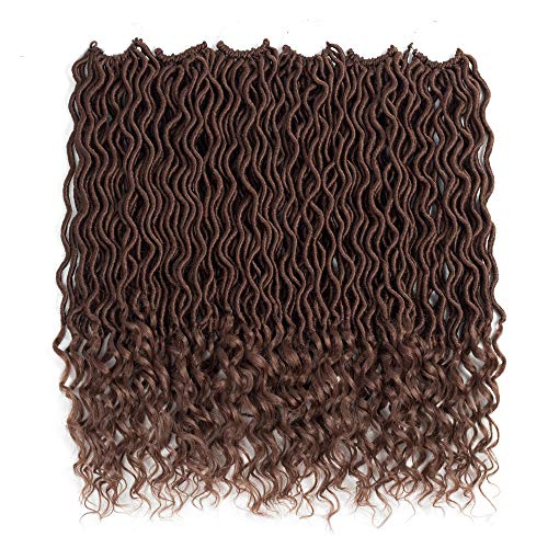 Lihui 6pcs/lot Goddess Locs Crochet Hair Wavy Faux Locs with Curly Ends Synthetic Braiding Hair Extension (20inch(6-PACKS), #33)
