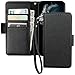Bocasal Wallet Case for Galaxy S22 Ultra 5G, Genuine Leather Support Wireless Charging RFID Blocking Flip Case Card Slots Holder, Kickstand Magnetic Folio Cover with Wrist Strap 6.8 Inch (Black)