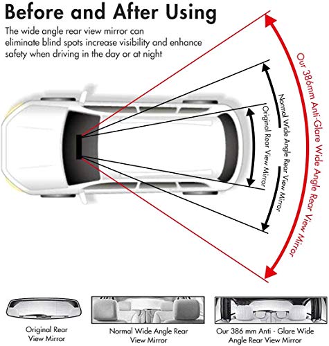 Image of Rear View Mirror, 15-inch Clip on Rearview Mirrors, Wide Angle Curved Rearview Mirror, Interior Blind Spot Mirrors for Car