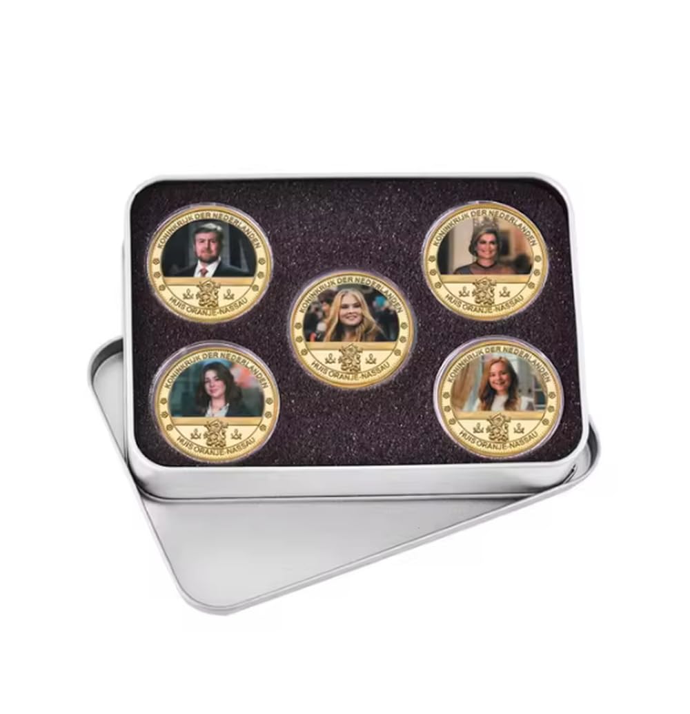Monedas Conmemorativas del Reino De Holanda, Monedas Conmemorativas Chapadas En Oro, Monedas De Desafío, Regalo De Recuerdo, 5 Piezas/Juego