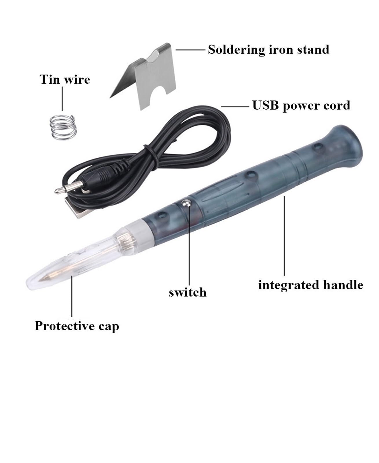 Kit de soldador, Soldador USB portátil, herramientas de calefacción eléctrica retrabajo con pistola de soldadura con mango de luz indicadora, herramienta de reparación para metal, electricidad, bricol