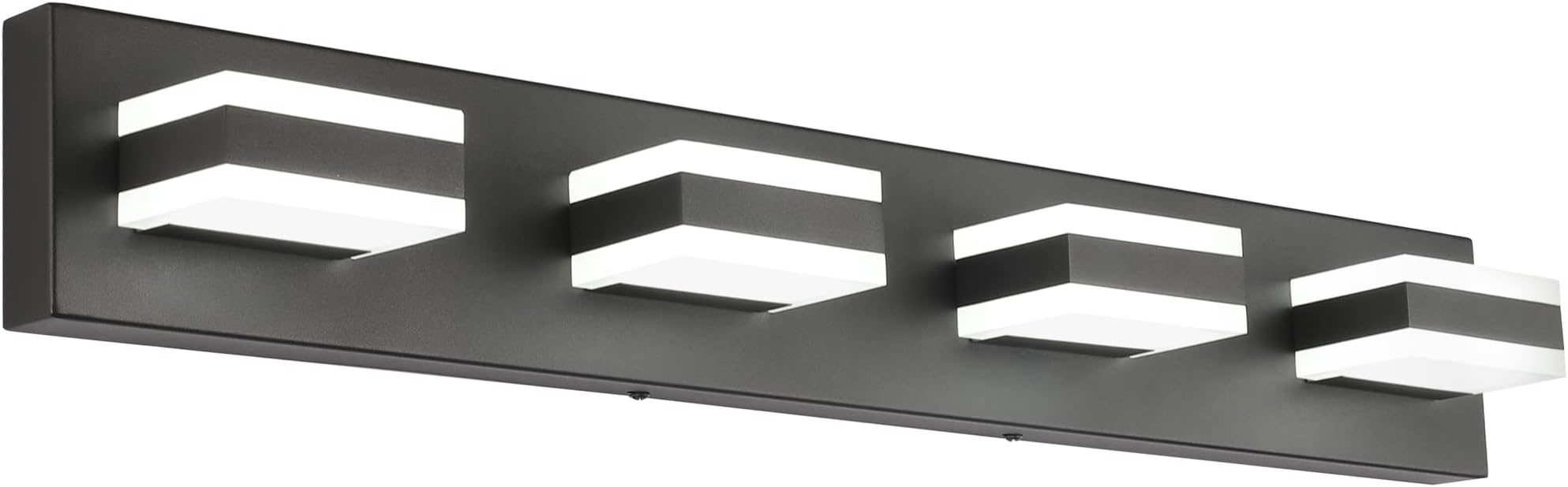 SOLFART Black Bathroom Light Fixtures 4 Lights Bathroom Vanity Light LED Dimmable Matt Black Vanity Lights?32W Cool White 6000K & 0%-100% Brightness Dimmable?