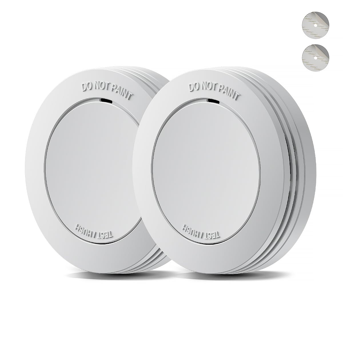 Safeliveo Détecteur de fumée Autonome,Batterie 10 Ans,Alarme 85 DB, Ultra-Fin, sans LED Clignotante,Fonction silencieuse, avec tampons adhésifs,2 Pièces