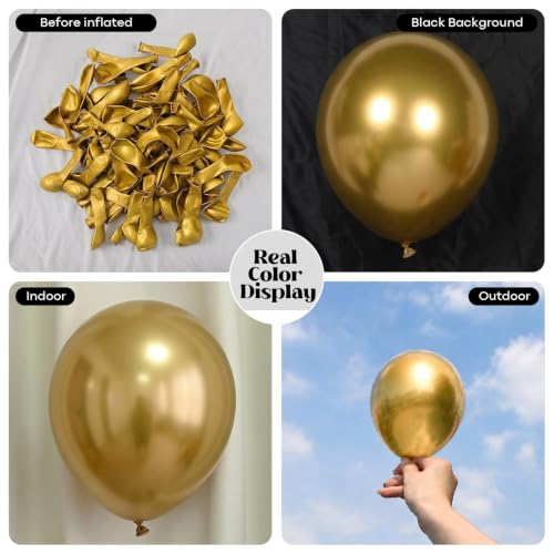 Image of Togvu Gold Balloons, 50Pack 5 Inch Small Mini Metallic Chrome Gold Balloons