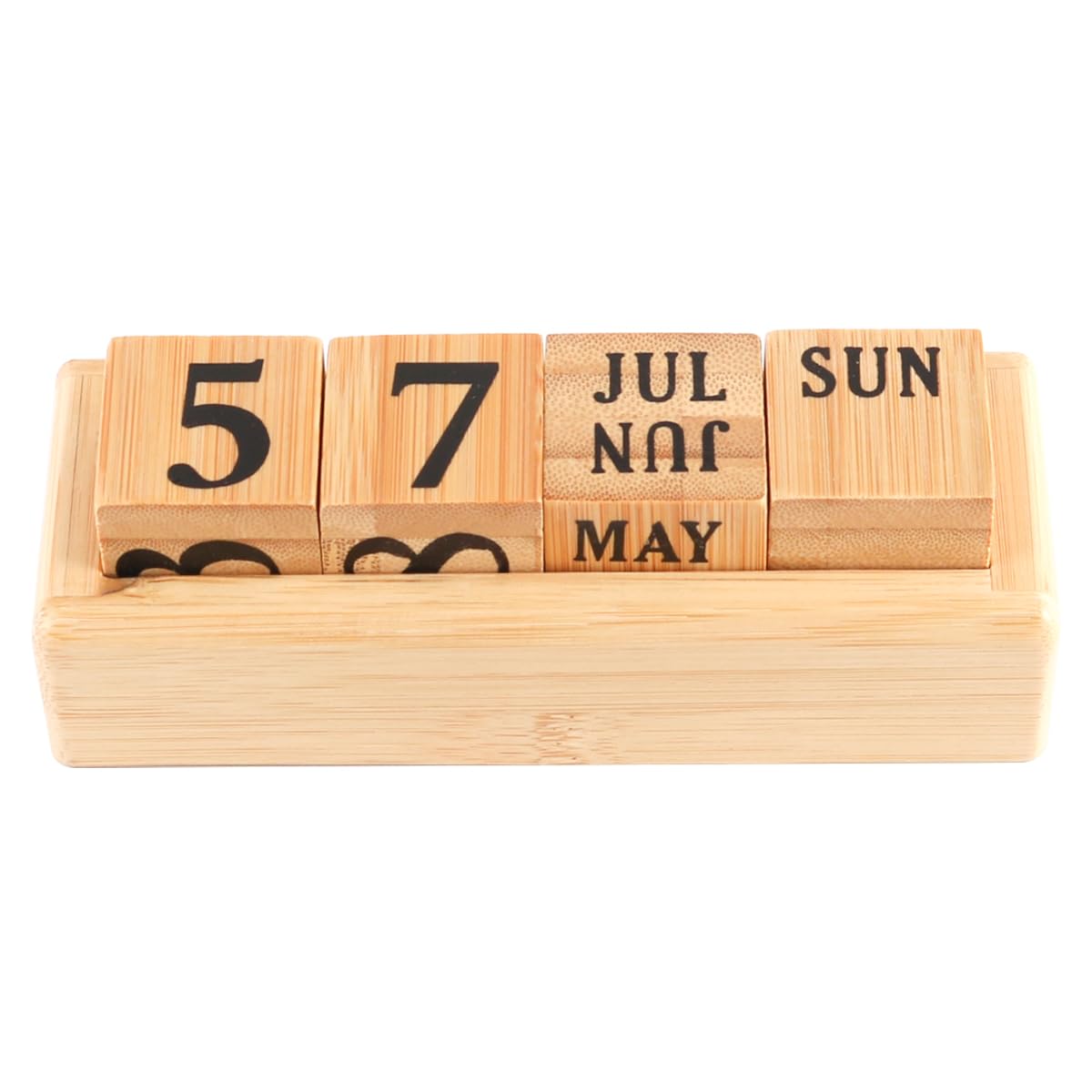 Cubo Digital de Madera Calendario perpetuo de Madera Calendario de Escritorio Cubo de Calendario de Madera Bloque de visualización de Mes, Fecha y día de la Semana de Escritorio de Madera