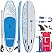 Aufblasbares Stand Up Paddling Board 10' SUP Paddle Board mit Tragetasche, 3 Flossen zum Paddeln, Surfkontrolle, rutschfestem Deck für Jugendliche und Erwachsene, Stehboot für Anfänger